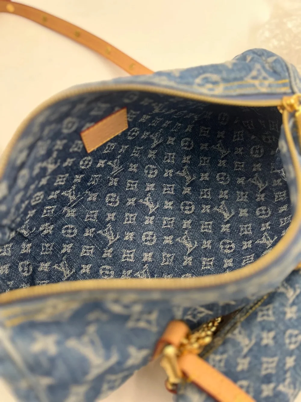 ‼️Authentic Louis Vuitton Denim Monogram Papillon Shoulder Bag With Mini Bag